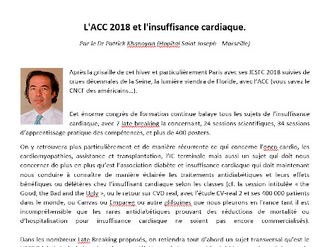 L'ACC 2018 et l'insuffisance cardiaque