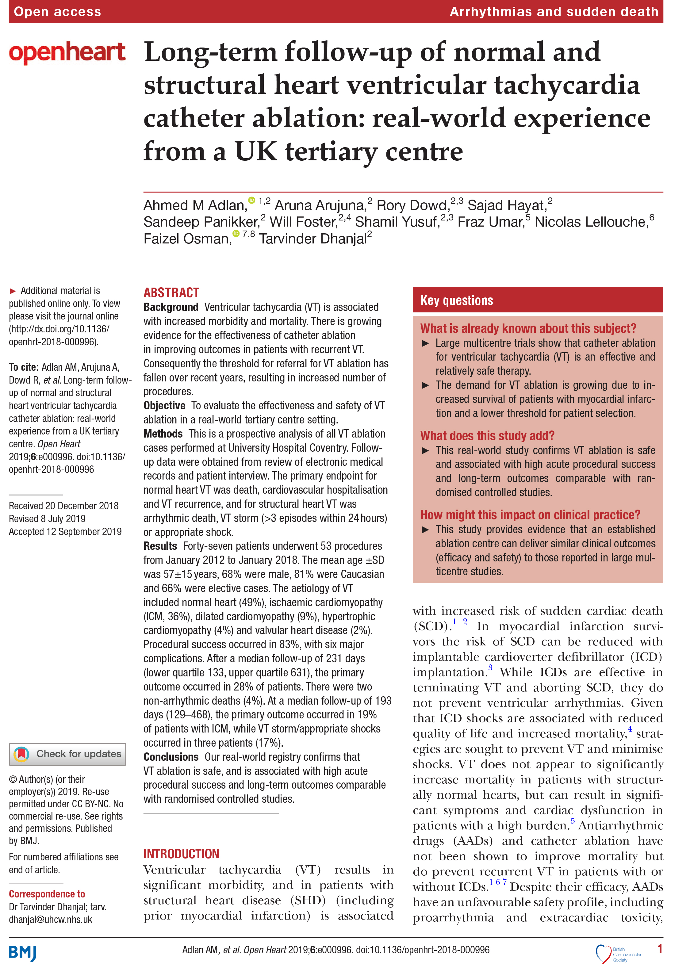 Long-term follow-up of normal and structural heart ventricular tachycardia catheter ablation: real-world experience from a UK tertiary centre