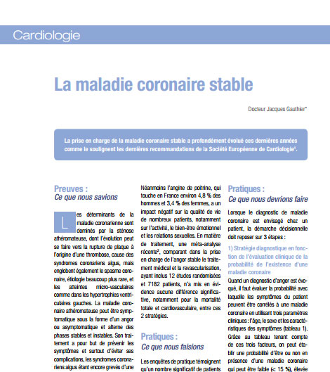 La maladie coronaire stable