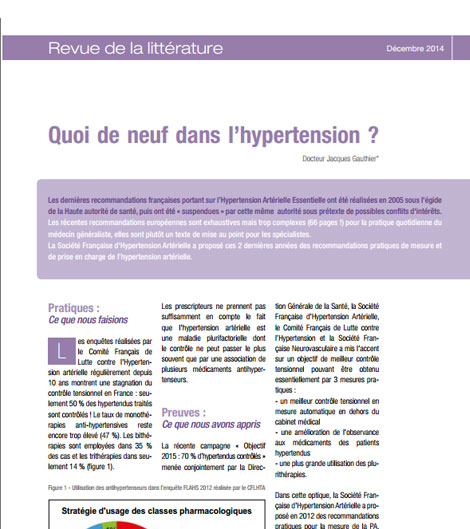 Quoi de neuf dans l’hypertension ?